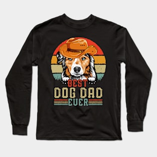 Vintage Best Dog Dad Ever Retro Headband Funny Father's Day Long Sleeve T-Shirt